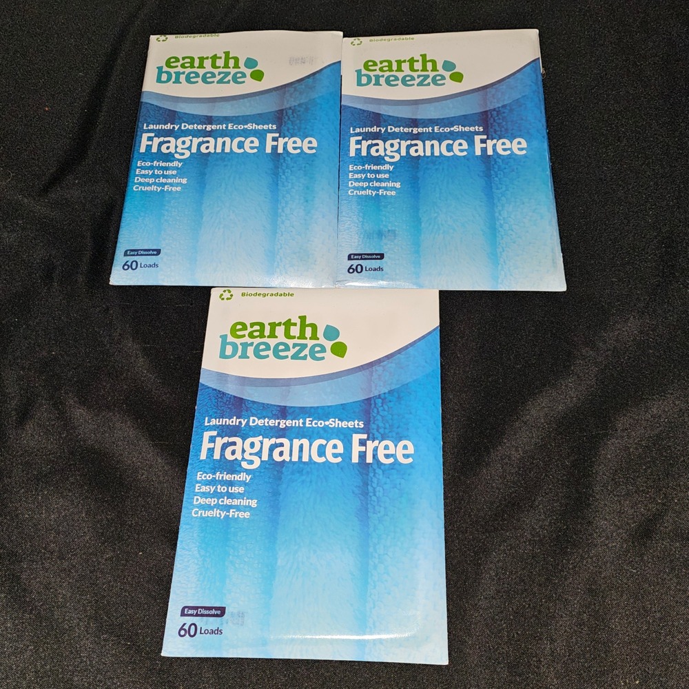 Earth Breeze 3 Packs Fragrance‎ Free Eco Friendly Laundry Detergent 180 Sheets